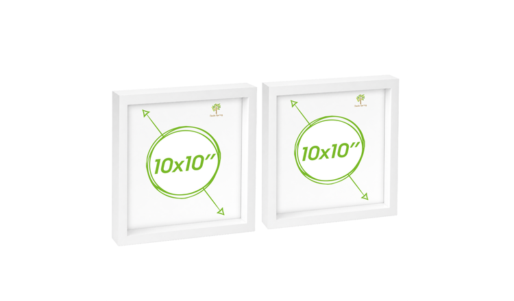 Nicola Spring 3D Box Photo Frames - 10" x 10" - Set of 2 - White