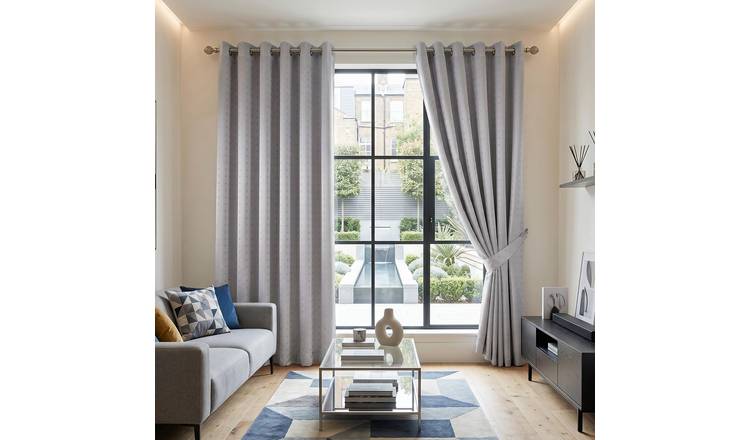 Luxury Living Adi Lined Eyelet Curtains 168cm x 137cm - Silver