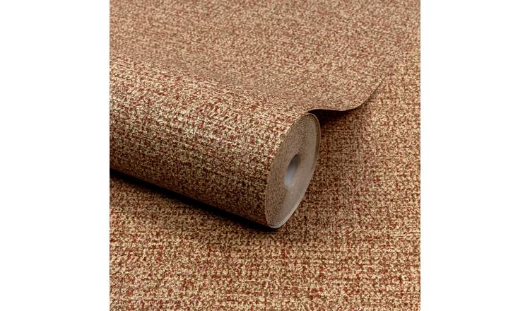 Grandeco Boutique Mysore Twill Fabric Embossed Wallpaper - Coral Rust