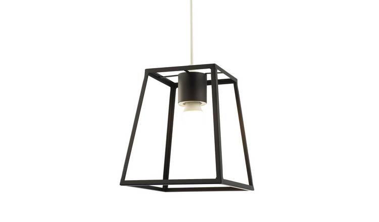 Happy Homewares Black Industrial with Square Top and Bottom Pendant Shade - 21cm