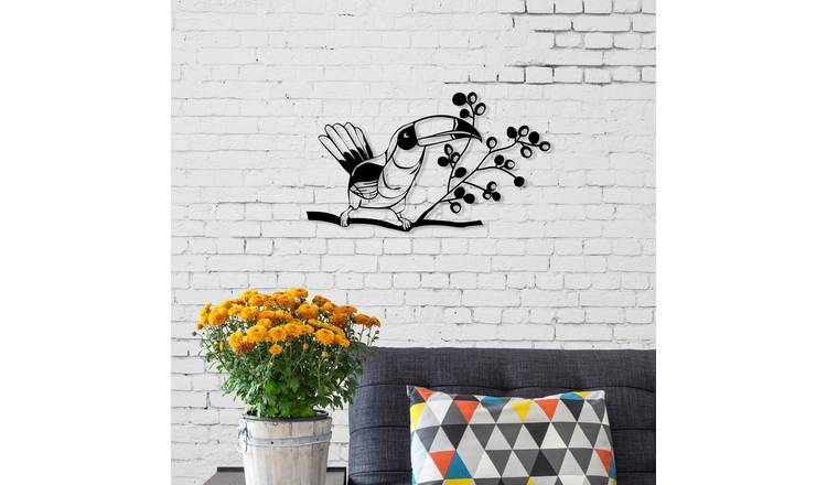 Decortie Metal Wall Art Toucan Metal Hanging Decoration - Black