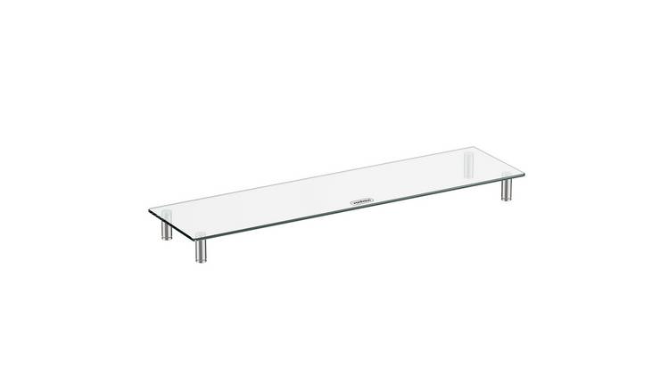 VonHaus 100x26cm Adjustable Glass Monitor Stand - Black