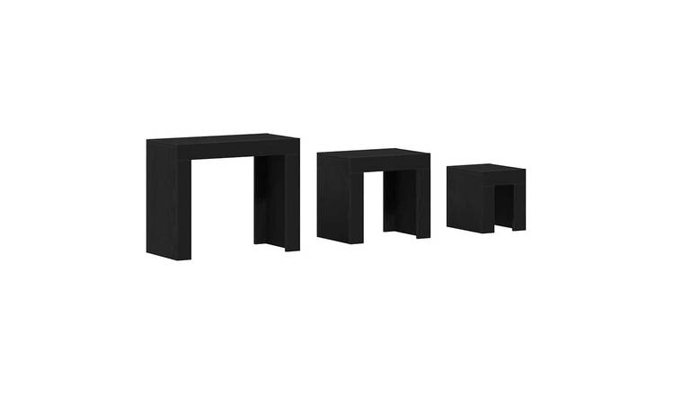 Walplus Pack of 3 Nesting Table Set - Dark Oak - 61 x 30 x 50 cm
