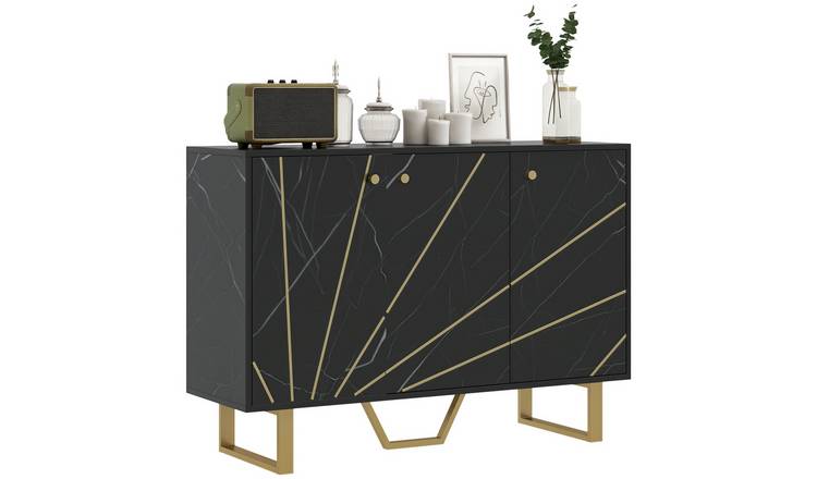 HOMCOM Metal Modern Adjustable Storage Sideboard - Black