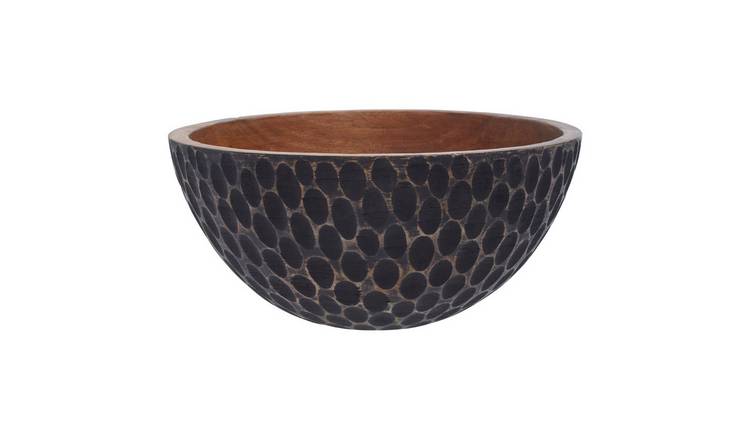 Orsina Kara Large Mango Wood Serving Bowl – Black and Natural