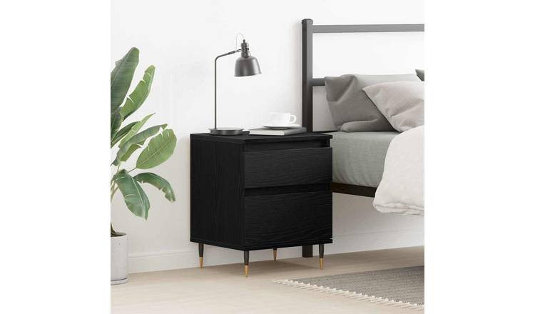 Walplus 2 Drawer Bedside Cabinet - Dark Oak - 40 x 35 x 50 cm