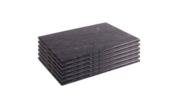 Argon Tableware Marble Rectangle Placemats - Black - Pack of 6