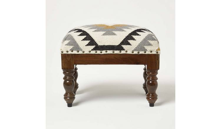 Homescapes Agra Handwoven Kilim Footstool – 50 x 30 cm