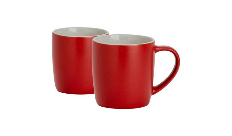 Argon Tableware Matt Coloured Coffee Mugs - 350ml - Red - Pack of 2