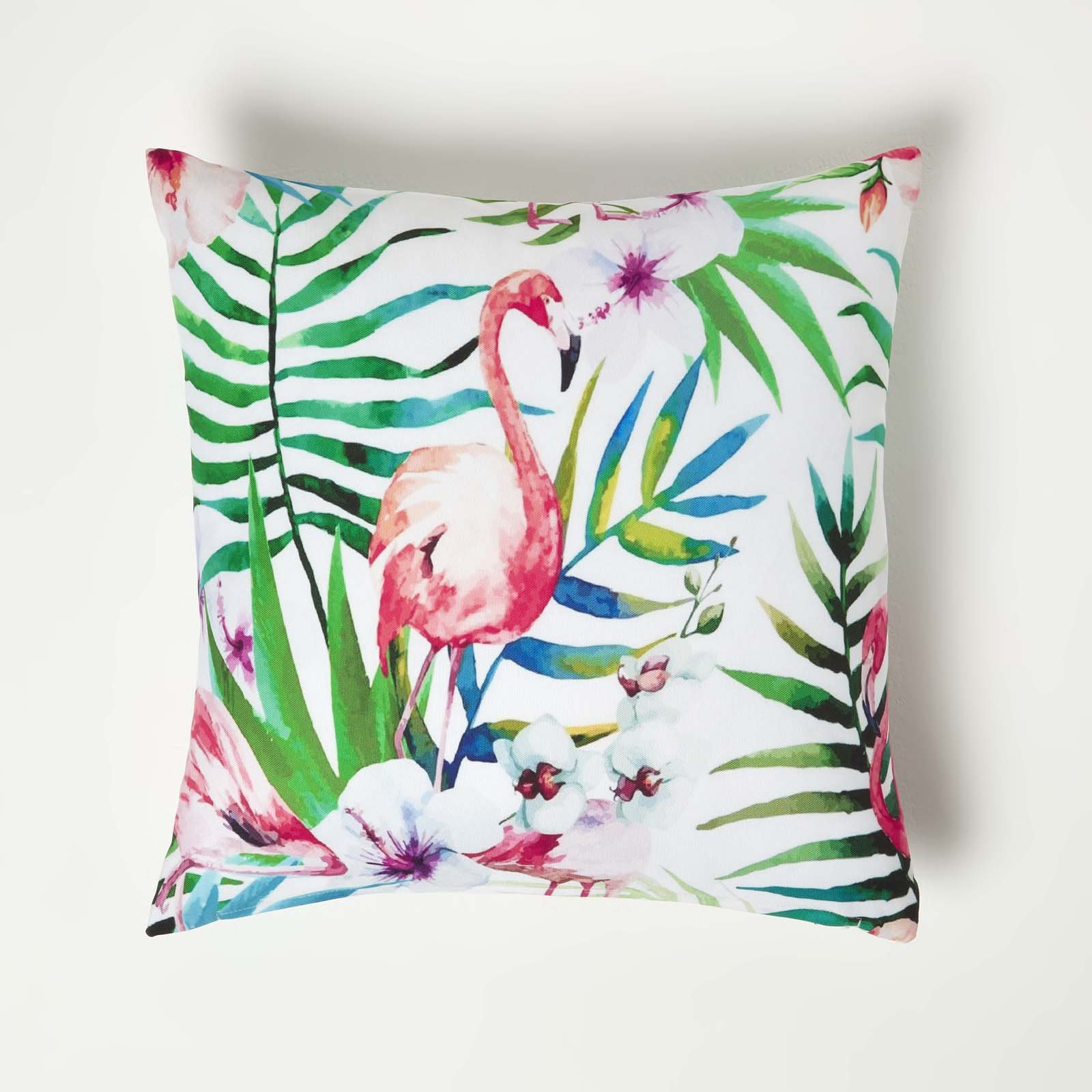 Homescapes Pack of 2 Pink Flamingo Outdoor Cushion - Pink - Image 2