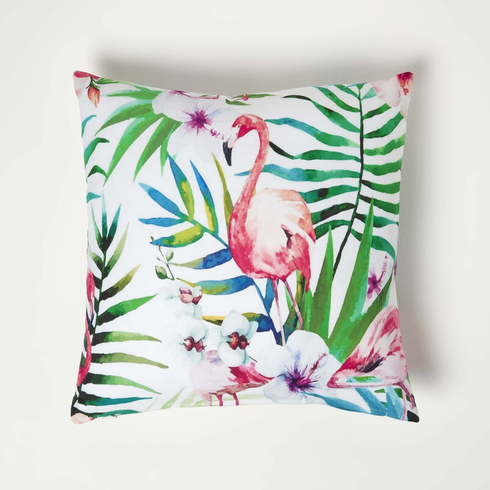 Homescapes Pack of 2 Pink Flamingo Outdoor Cushion - Pink - Image 4