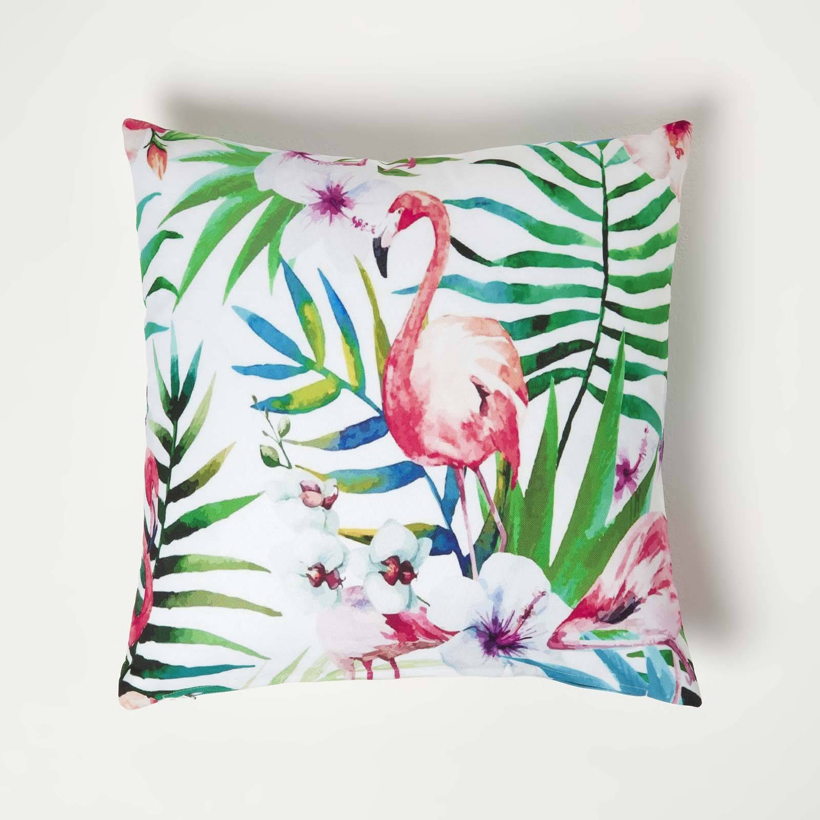 Homescapes Pack of 2 Pink Flamingo Outdoor Cushion - Pink - Image 4