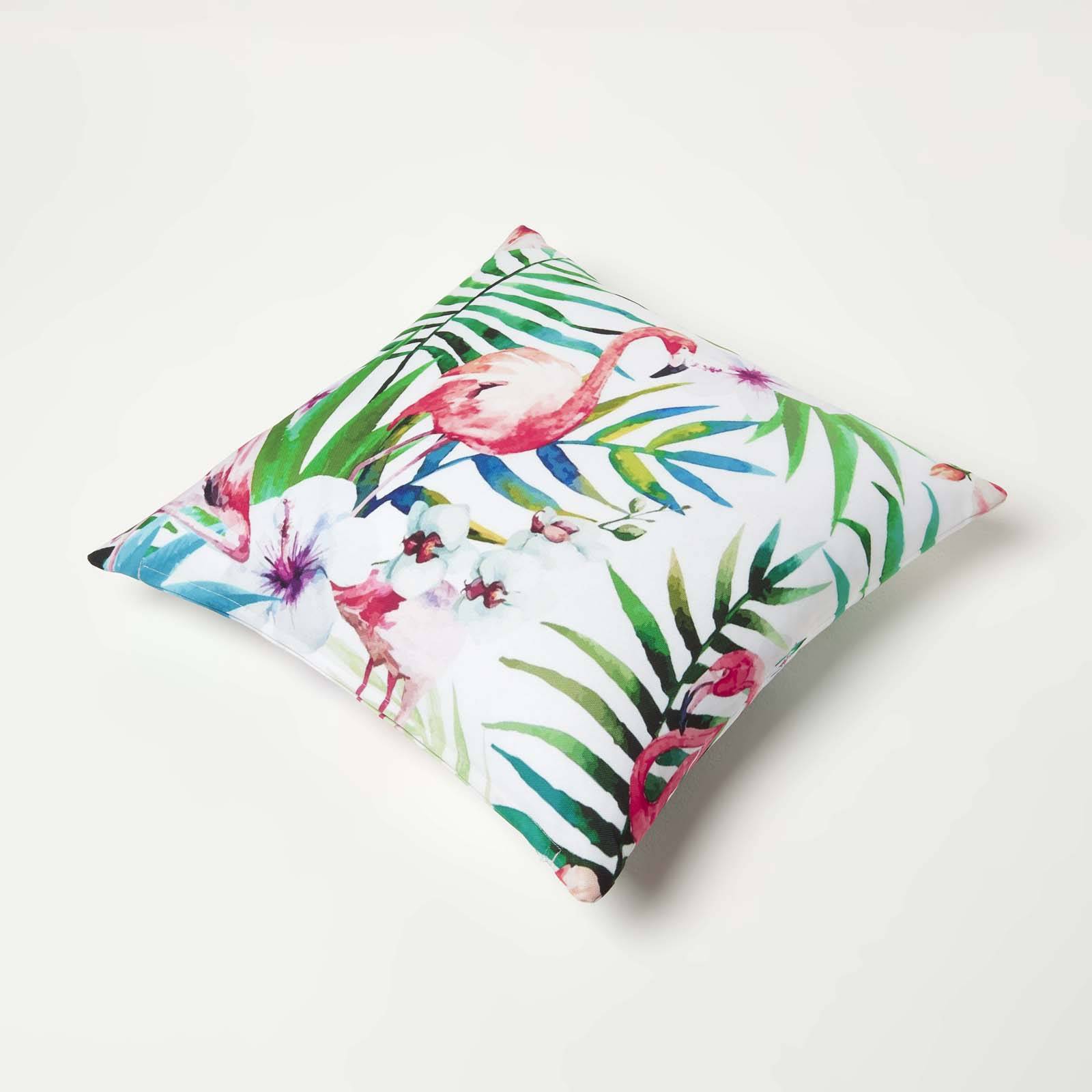 Homescapes Pack of 2 Pink Flamingo Outdoor Cushion - Pink - Image 6