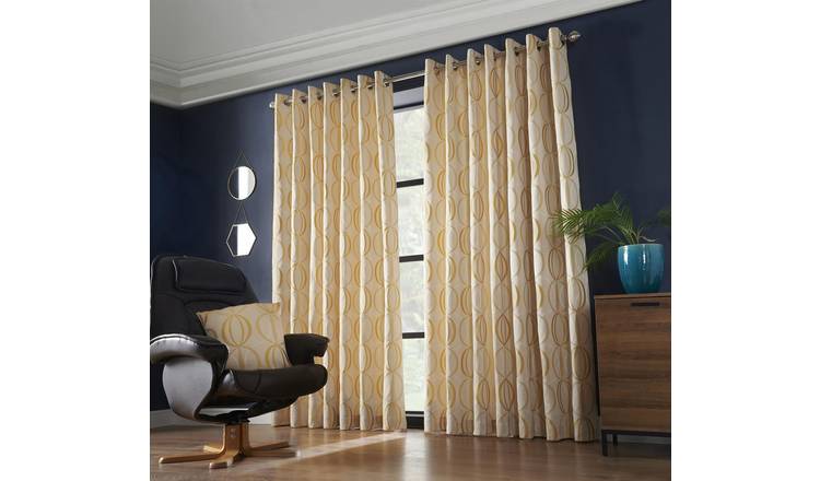 Alan Symonds Omega Eyelet Curtains - Ochre - 168 x 183cm