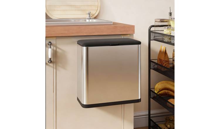 HOMCOM 8L Stainless Steel Hanging Kitchen Bin - Silver