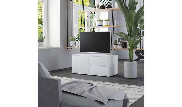 Walplus 1 Compartment Engineered Wood TV Cabinet - White - 80 x 34 x 36 cm