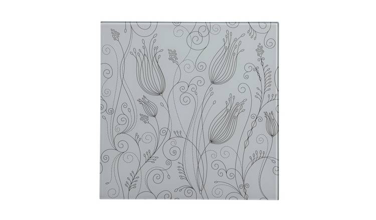 Orsina Tulip Frame Glass Print Wall Art - White