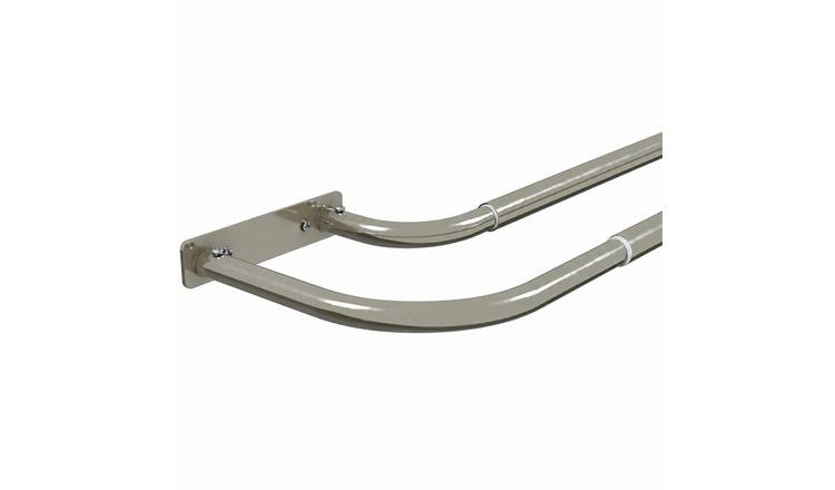 New Edge Blinds 19-22mm Silver Room Darkening Dual Curtain Pole - 210cm - 360cm