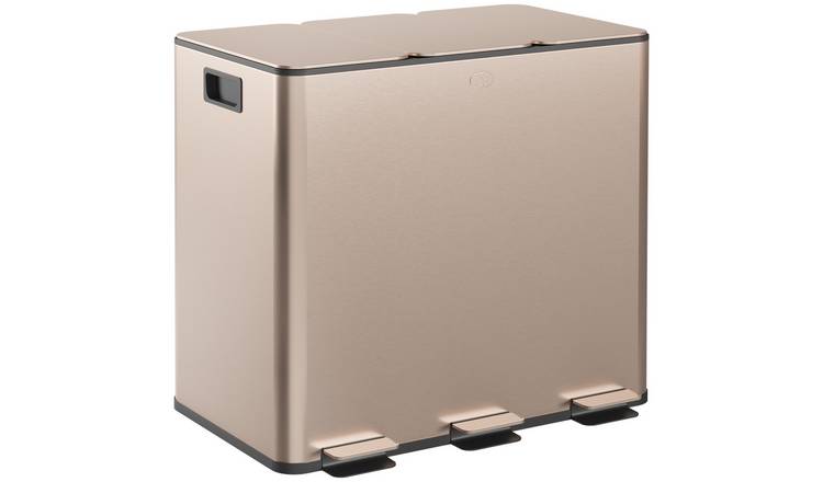HOMCOM 45L Triple Kitchen Bin with Removable Inner Buckets- Gold