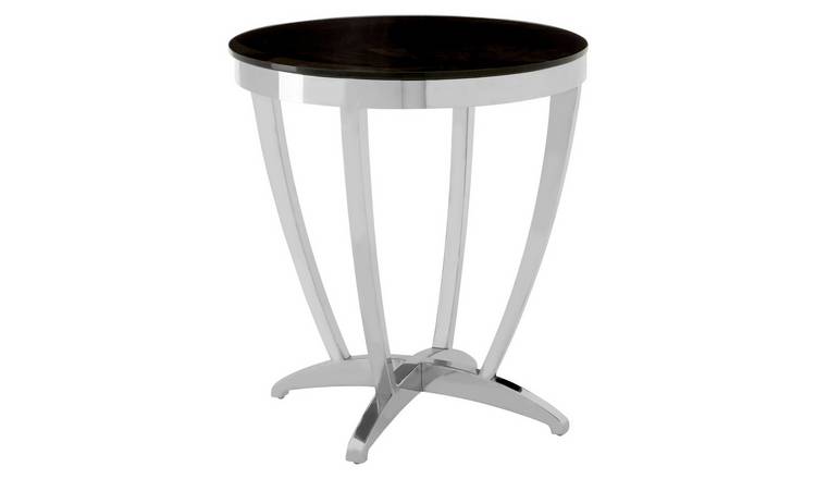 Orsina Yasmin Tempered Glass Side Table – Black & Silver