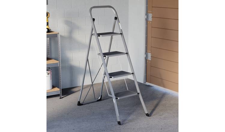 Home Vida 4 Step Ladder With Anti-Slip Mat - Grey