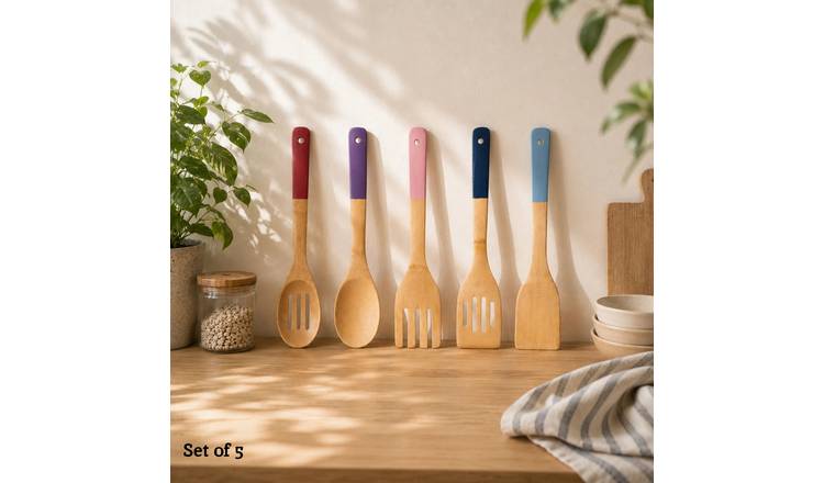 Orsina Aleki 5 Piece Bamboo Kitchen Utensil Set – Multicoloured
