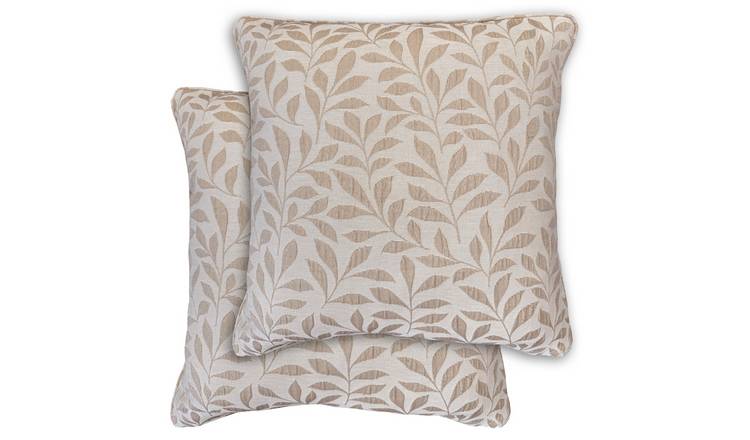 Enhanced Living Jacquard Leaf Cushion Covers - 43 x 43cm - Natural