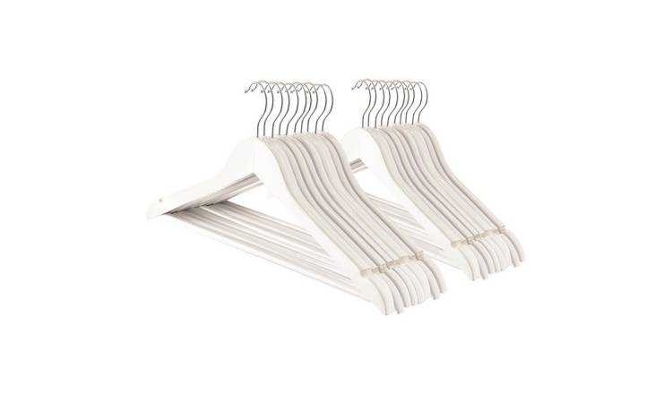 Harbour Housewares Wooden Coat Hangers - White - Pack of 20