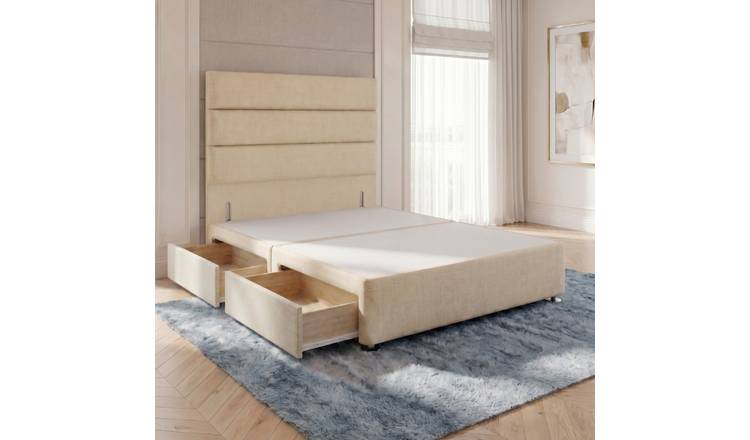 Somnior Regent Linen Double 2 Drawer Divan Bed 54" Headboard - Beige