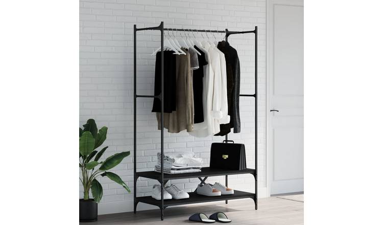 Walplus Clothes Rack with Shelves Engineered - Black - 100 x 45 x 162.5 cm