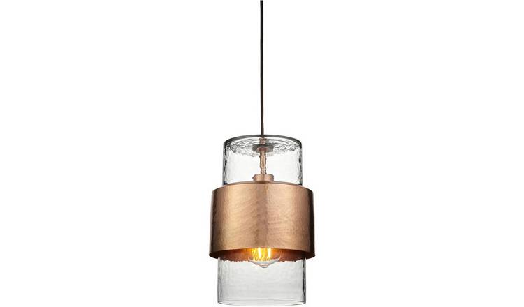 Loops Direct Steel Glass 10W LED Pendant Light - Hammered Copper