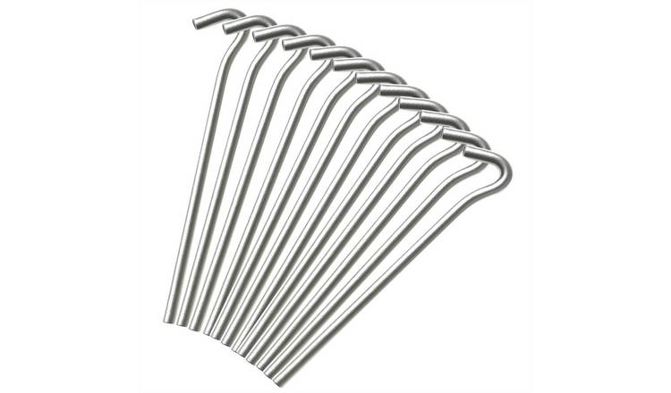 Keplin Pack of 100 Galvanised Alloy Steel Tent Pegs 23cm - Silver
