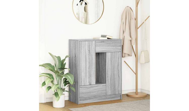 Walplus Engineered Wood Drawer Sideboard - Grey Sonoma - 73 x 31 x 90 cm