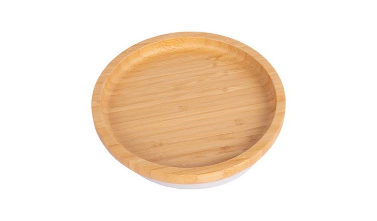 Tiny Dining Children's Bamboo Suction Round Plate - White