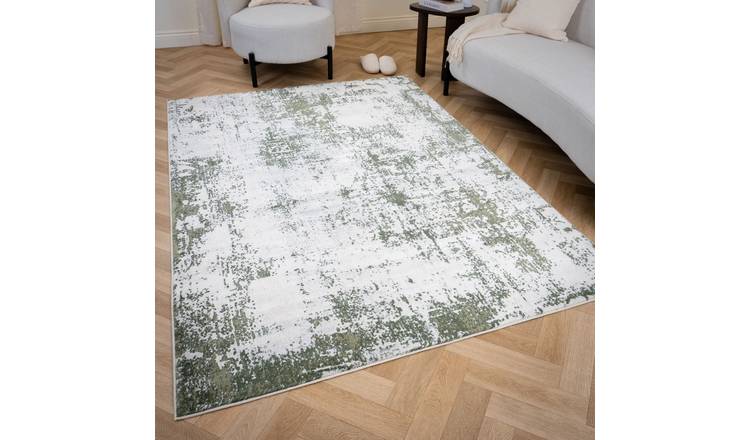 The Rugs Green Elaris Abstract Faded Distressed Area Rug - 200 x 290cm