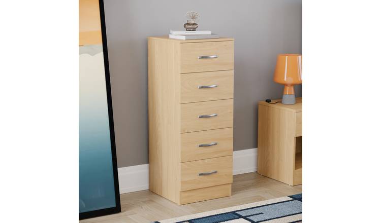 Vida Designs Riano 5 Drawer Narrow Chest - Pine