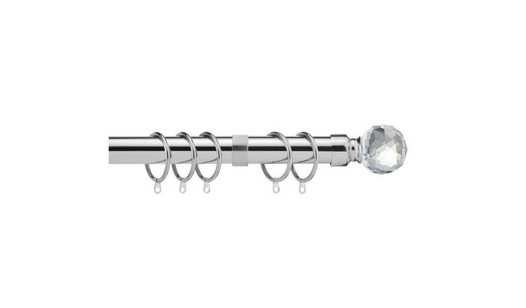 Home Treats Chrome Crystal Extendable Curtain Pole Crystal - 40 to 325cm
