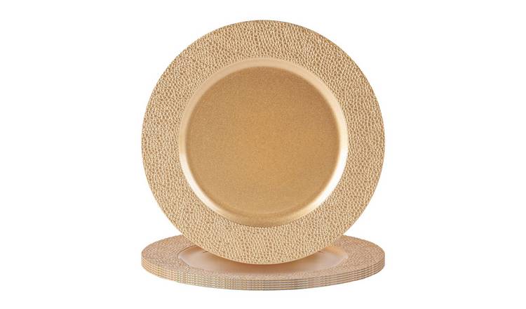 Argon Tableware Hammered Charger Plates - Gold - Set of 6