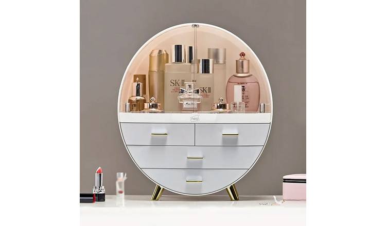 Neo 2 Drawer Round Cosmetic Storage Organiser - White