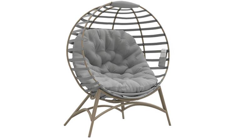 Outsunny Steel Indoor Outdoor Garden Egg Swing Chair - Light Grey