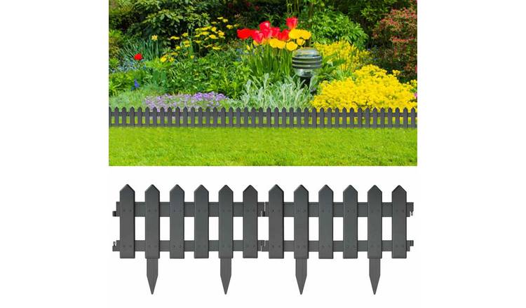 Walplus Pack of 25 PP Lawn Edgings - Anthracite - 1000 x 0.05 cm