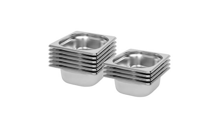 Argon Tableware Steel Gastronorm Containers 1/6 - 1L - Set of 10