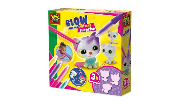 SES Creative Blow Airbrush Pens Kittens Kids Craft Set