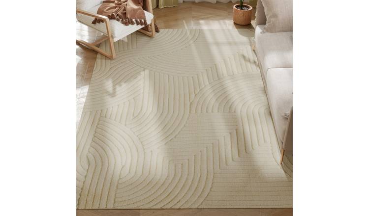 Homcom 230 x 160cm Geometric Non-slip Plush Rug – Cream