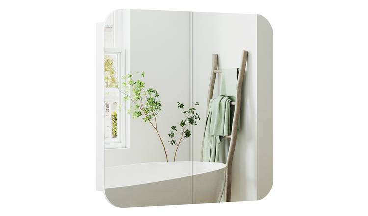 HOMCOM Arched Wall Mounted Bathroom Mirror Cabinet with Shelves - White