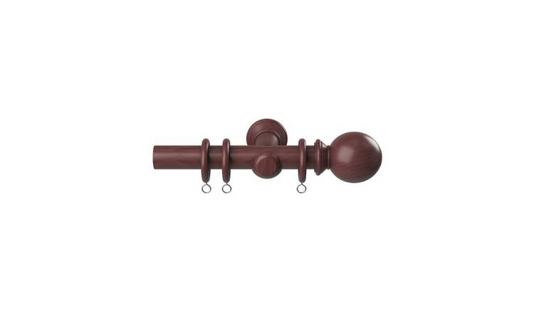 New Edge Blinds 28mm Dark Oak Premium Wooden Curtain Poles Set - 110cm