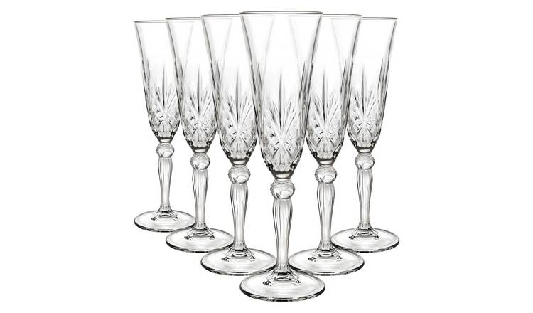 RCR Crystal Melodia Glass Champagne Flutes 160ml - Pack of 6