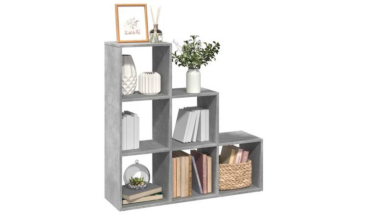 Walplus 3 Tier Engineered Wood Book Cabinet - Stone Grey - 99 x 29 x 99 cm