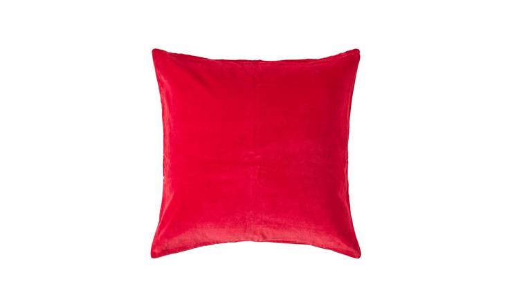Homescapes Red Cotton Velvet Cushion Cover - 40 x 40 cm