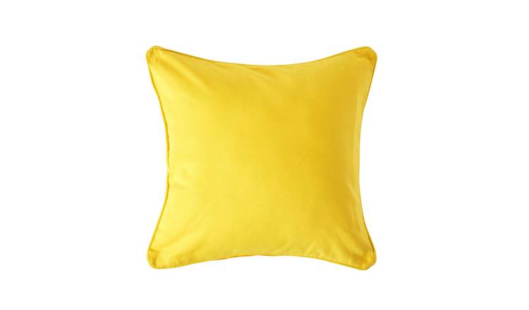 Homescapes Yellow Cotton Plain Cushion Cover - 60 x 60 cm